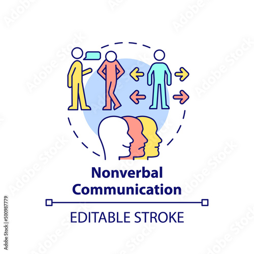 Nonverbal communication concept icon. Manual language abstract idea thin line illustration. Communication type. Gestures. Isolated outline drawing. Editable stroke. Arial, Myriad Pro-Bold fonts used © bsd studio