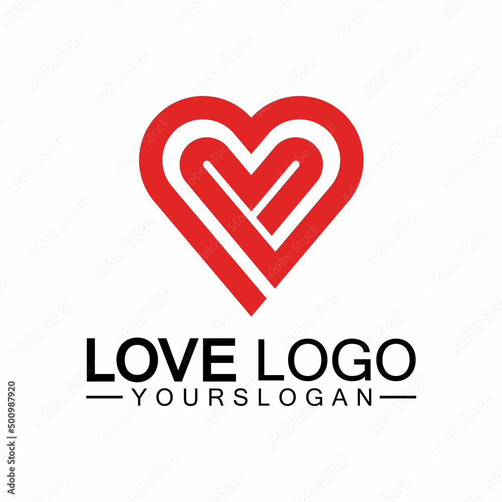 Love logo design vector,geometric hearth logo vector, linear love vector logo concept,Heart shape logo design-Vector