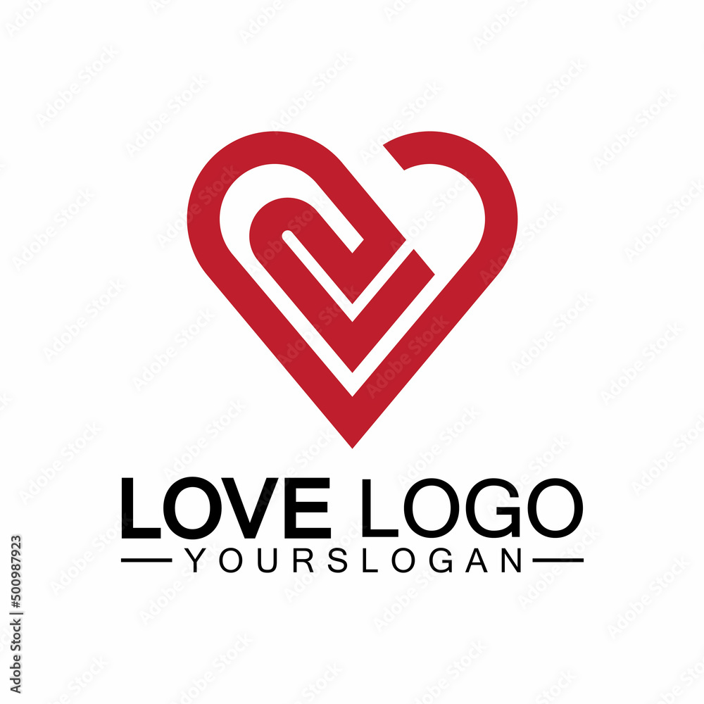 Love logo design vector,geometric hearth logo vector, linear love vector logo concept,Heart shape logo design-Vector