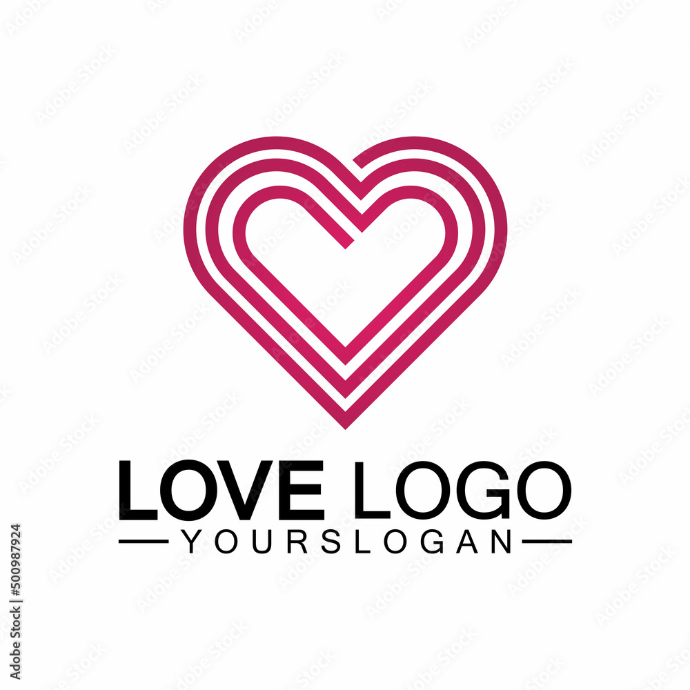 Love logo design vector,geometric hearth logo vector, linear love vector logo concept,Heart shape logo design-Vector