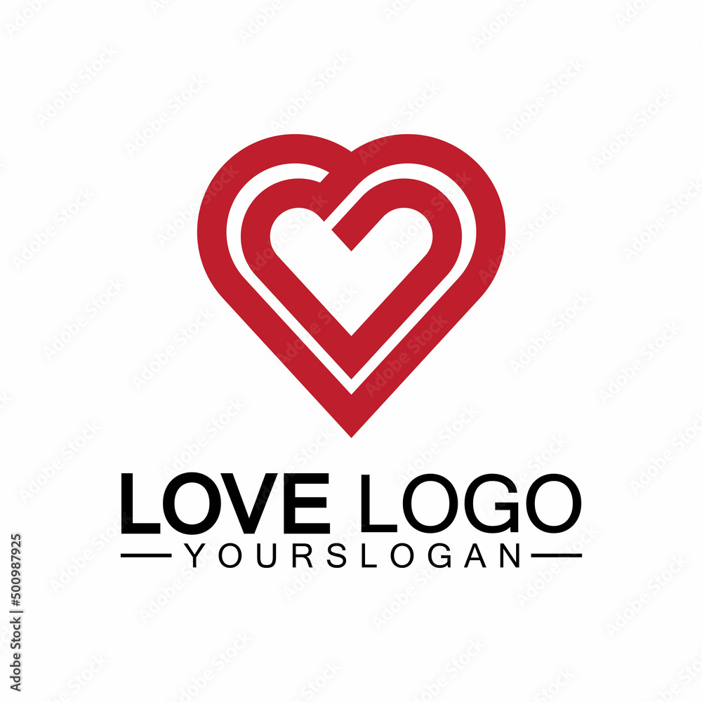 Love logo design vector,geometric hearth logo vector, linear love vector logo concept,Heart shape logo design-Vector