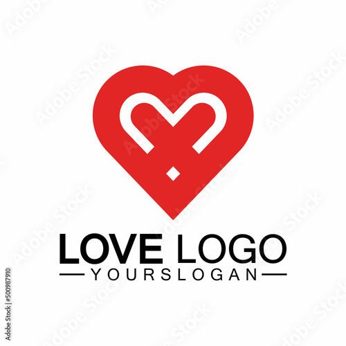Love logo design vector,geometric hearth logo vector, linear love vector logo concept,Heart shape logo design-Vector