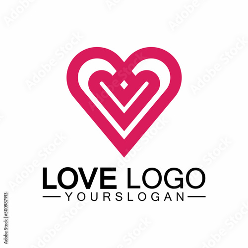 Love logo design vector,geometric hearth logo vector, linear love vector logo concept,Heart shape logo design-Vector
