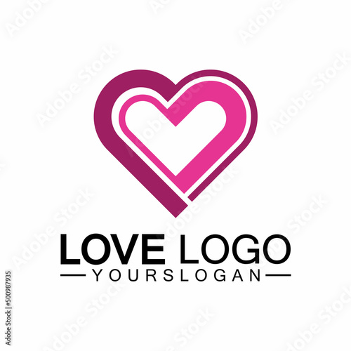 Love logo design vector,geometric hearth logo vector, linear love vector logo concept,Heart shape logo design-Vector