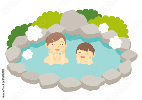 温泉イラスト_親子1