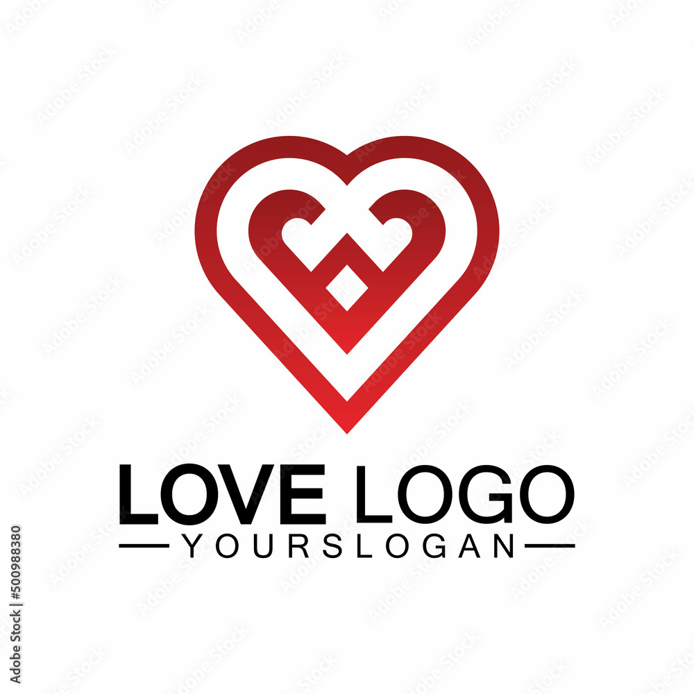 Love logo design,Heart shape logo design Vector