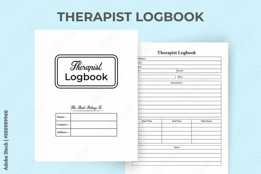 Therapist patient info KDP interior journal. Daily therapist development planner and task tracker template. KDP interior log book. Therapist client planner and daily action tracker notebook interior.