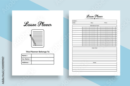 Lesson planner KDP interior journal template. Daily class notes tracker and study information checker template. KDP interior log book. Student's lesson planner and goal tracker interior.