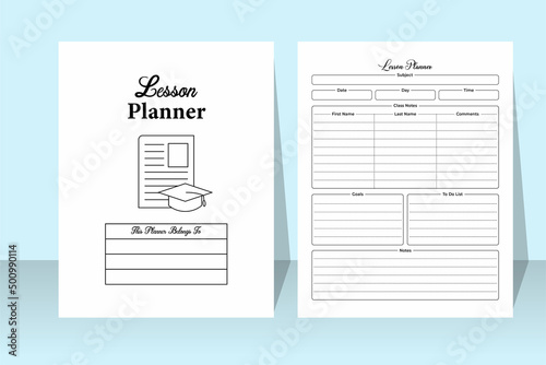 Daily lesson planner for students KDP interior. Student's daily activity tracker and lesson planner template. KDP interior notebook. Daily class lesson tracker and goal checker KDP interior.