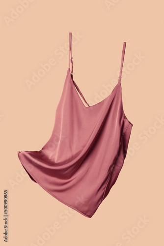 Fototapeta Studio shot of floating silk camisole shirt