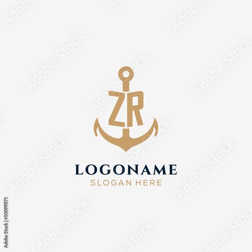 Letter ZR with anchor logo design