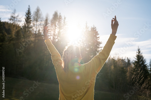 Slika na platnu Young woman enjoying life lit by the bright spring sun
