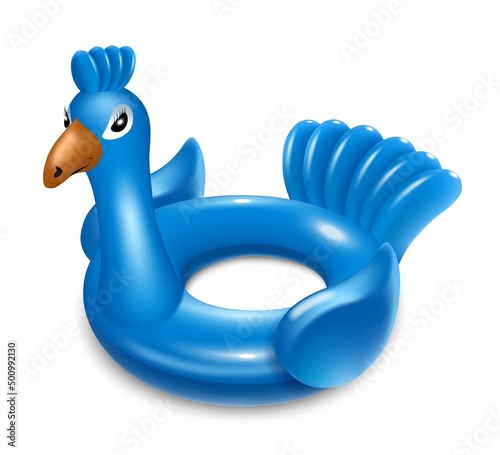 Rubber bird blue peacock toy realistic vector