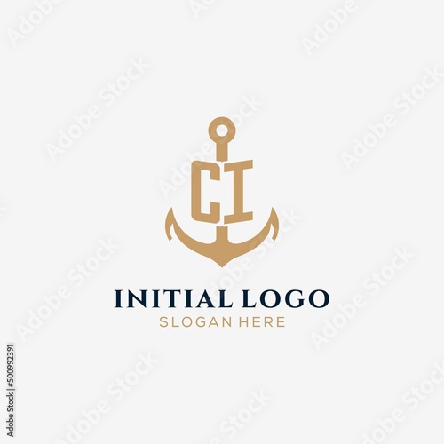 Letter CI with anchor logo design