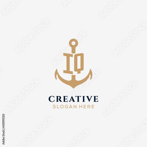 Letter IQ with anchor logo design