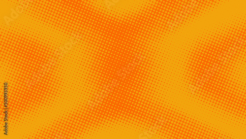 Bright orange dotted retro pop art background in comic book style. Funny superhero backdrop mockup with dotted design, vector illustration eps10