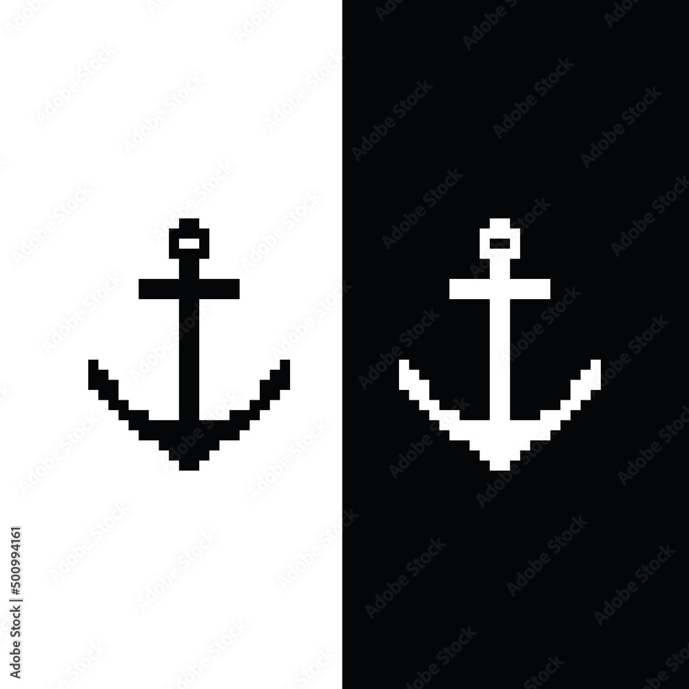  pixel anchor icon vector  pixel art for 8 bit game