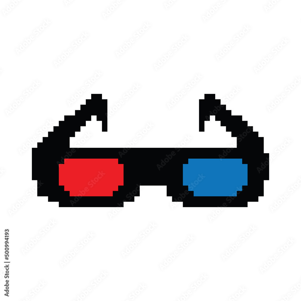 pixel 3d glasses icon vector eyeglasses pixel art for 8 bit game pixel 3d glasses icon vector eyeglasses pixel art for 8 bit game