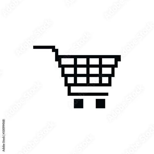  pixel Shopping cart icon vector  pixel art basket for 8 bit game