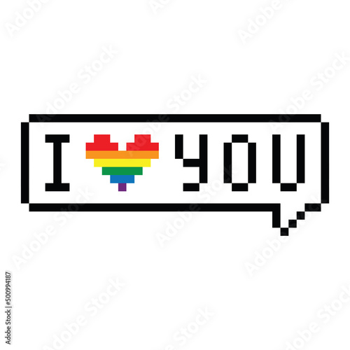  pixel i love you heart Gay  LGBT pride rainbow chat icon vector  pixel art 8 bit 