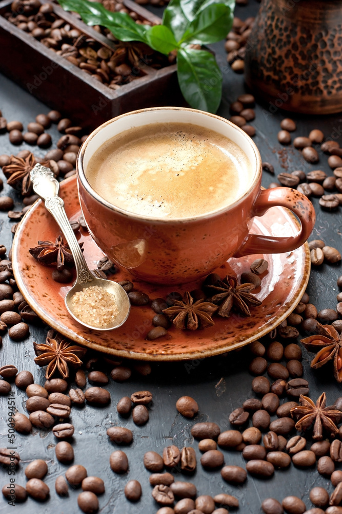 Coffee cup on dark background Coffee cup on dark background