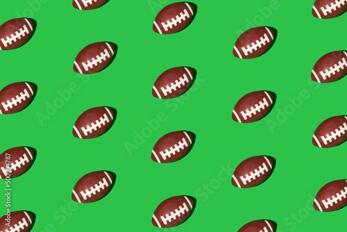 American college high school junior striped football. Seamless pattern, isometric view.