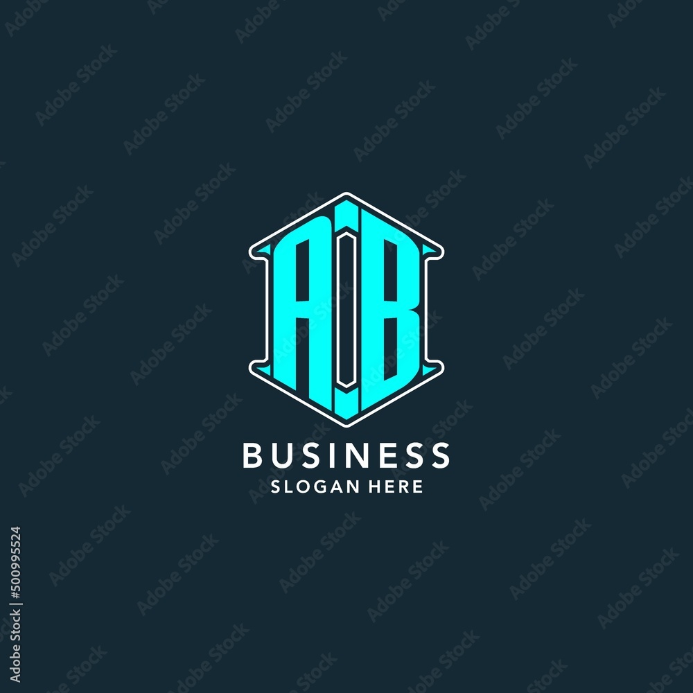 Letter AB logo with hexagon shape geometric style design idea Stock ...
