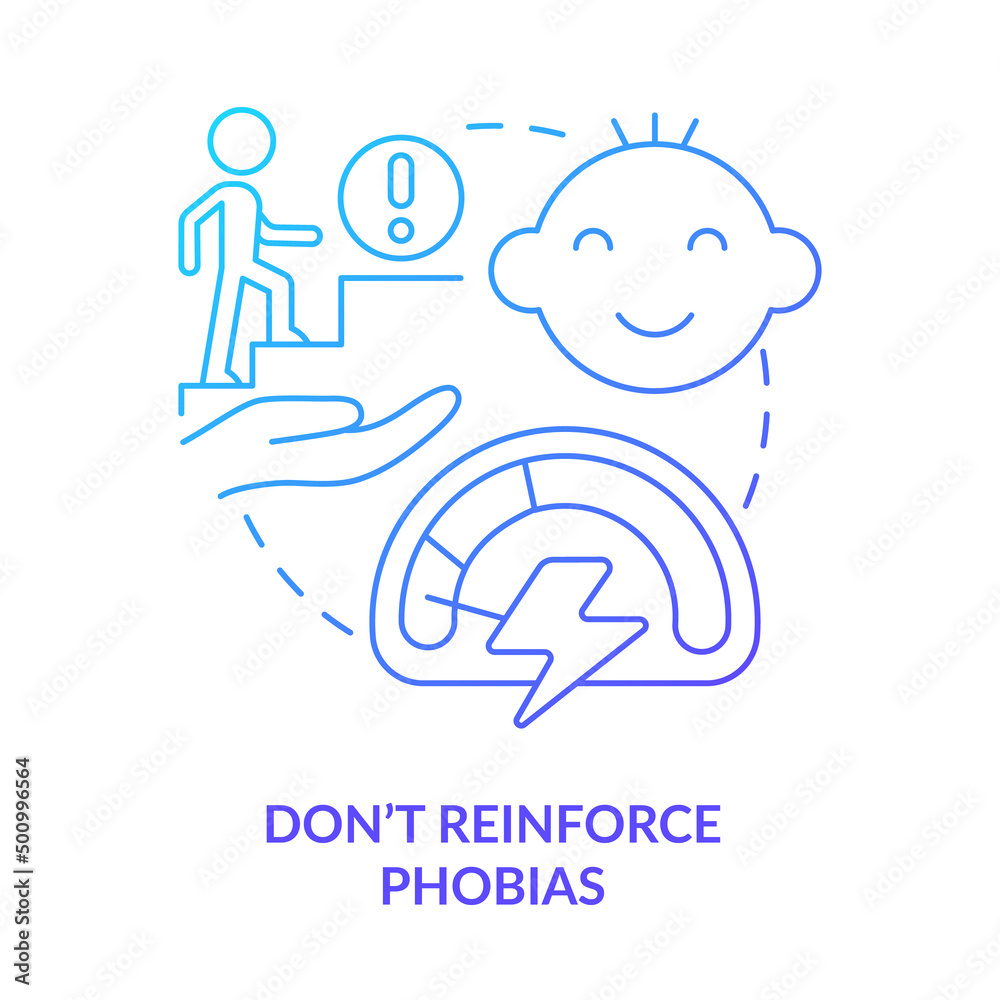 Do not reinforce phobias blue gradient concept icon. Help kid to overcome fear. Helping child abstract idea thin line illustration. Isolated outline drawing. Myriad Pro-Bold font used