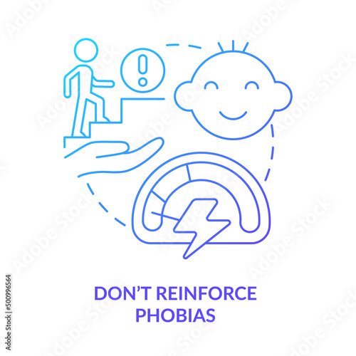 Do not reinforce phobias blue gradient concept icon. Help kid to overcome fear. Helping child abstract idea thin line illustration. Isolated outline drawing. Myriad Pro-Bold font used