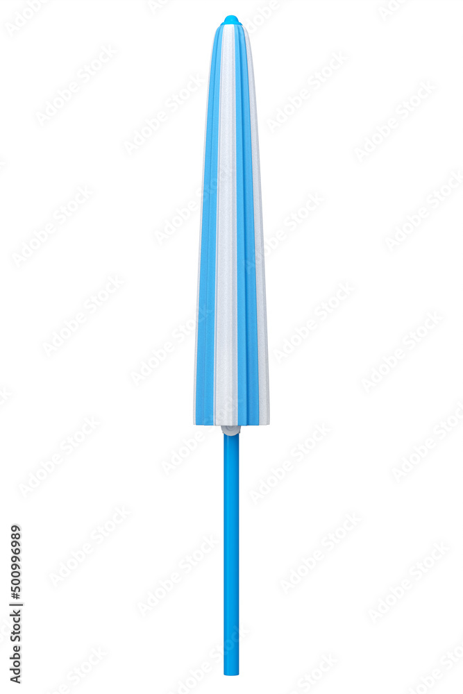 Blue striped beach umbrella for lounge zone on seashore isolated on white. Blue striped beach umbrella for lounge zone on seashore isolated on white.