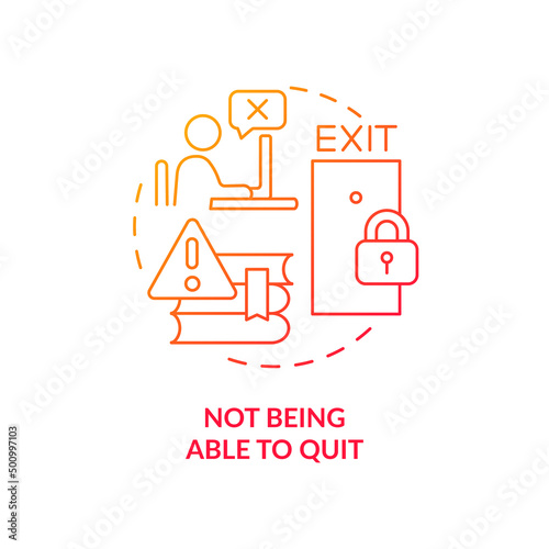 Not being able to quit red gradient concept icon. Playing obsession. Sign of game addiction abstract idea thin line illustration. Isolated outline drawing. Myriad Pro-Bold font used