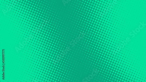 Fotografie, Obraz Turquoise green pop art comics book background with dotted halftone design