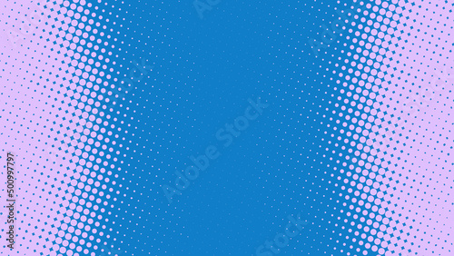 Fotografie, Obraz Fun blue and purple pop art comics book background with dotted halftone design