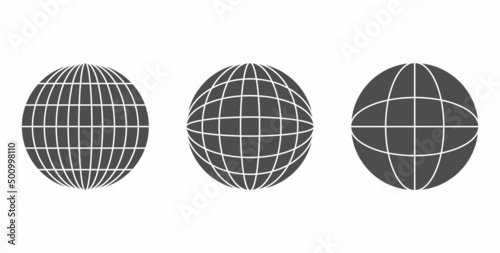 Three earth globe line icon.