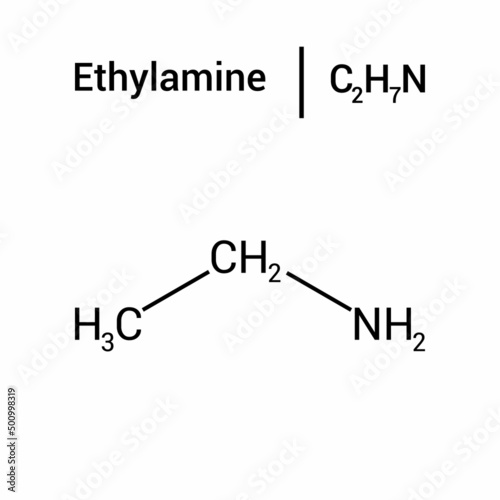 chemical structure of Ethylamine (C2H7N) photo