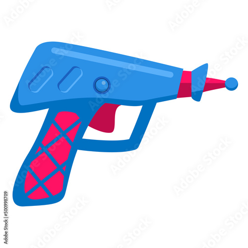 Futuristic Weapon.Cartoon gun space blaster.Laser weapon.Isolated on white background. Vector flat illustration.
