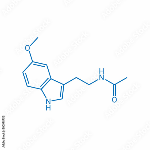 chemical structure of Melatonin (C13H16N2O2)