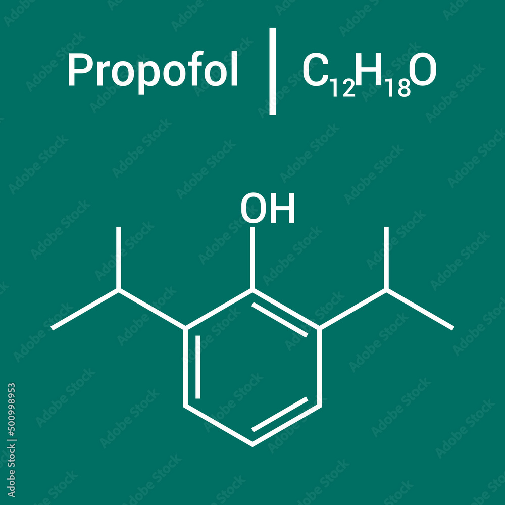 Fototapeta premium chemical structure of Propofol (C12H18O)