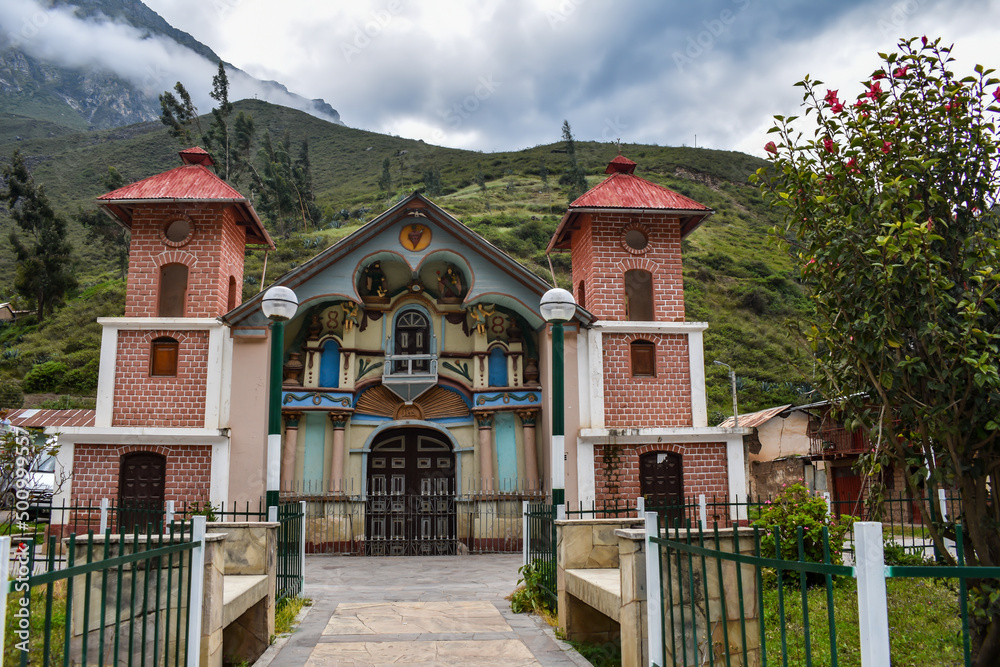 Colorful church in the peruvian andes
