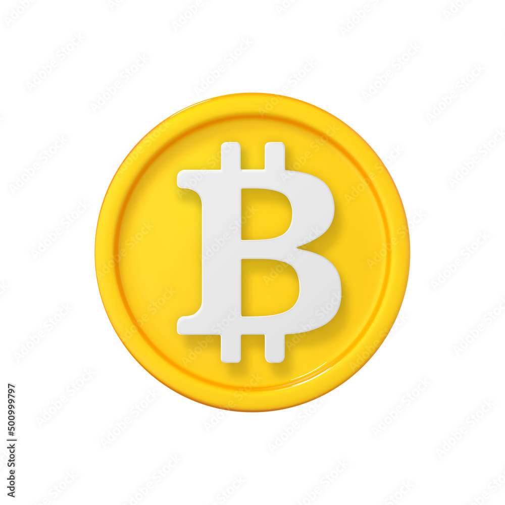 3D realistic gold coin icon. Coin with bitcoin sign. Vector 3d cartoon illustration isolated on white background. 3D realistic gold coin icon. Coin with bitcoin sign. Vector 3d cartoon illustration isolated on white background.