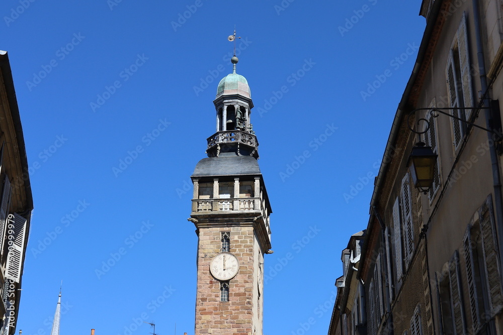 La tour Jacquemart, tour horloge construite au 15eme siecle, ville de Moulins, département de l'Allier, France