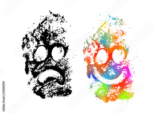 Face from a blot of paint. Vector illustration