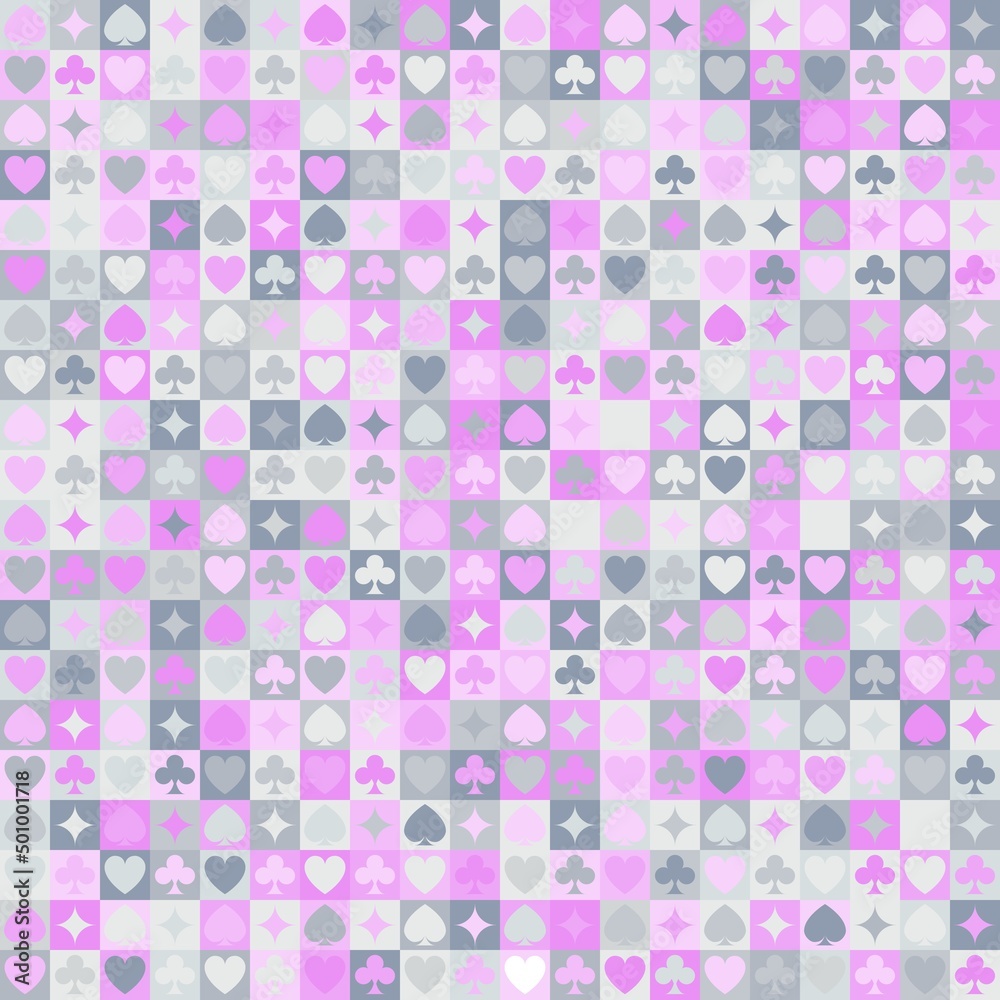 Vector playing cards suits seamless patterns. Backgrounds card suits