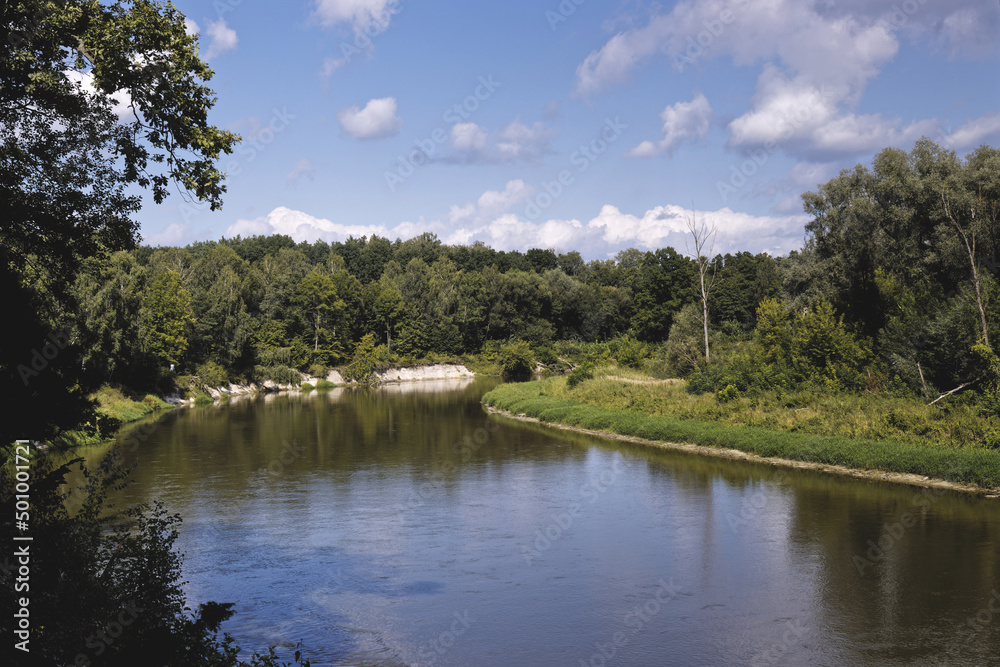 Bug river landscape view in Sobibor Landscape Park, Poland, Europe. Polish border.