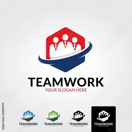 Team work logo template - vector