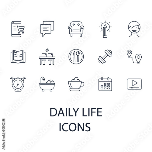 daily life icons set . daily life pack symbol vector elements for infographic web