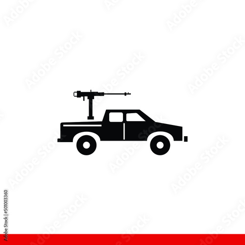 Pickup truck with guns vector icons