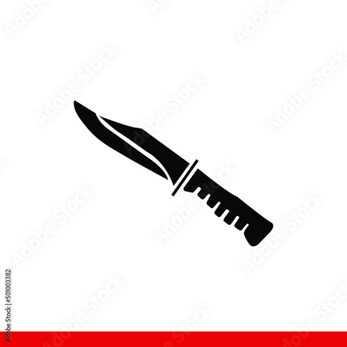 Military knife icon in flat style isolated on white background. For your design, logo. Vector illustration.