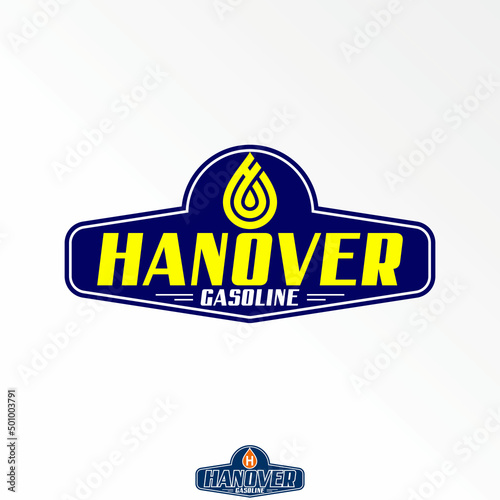 Water or gas oil and letter HANOVER font image graphic icon logo design abstract concept vector stock. Can be used as a symbol related to emblem or station