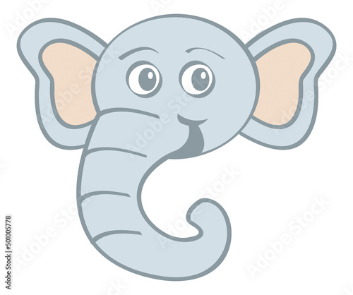 Cute Elephant Face Vector Illustration